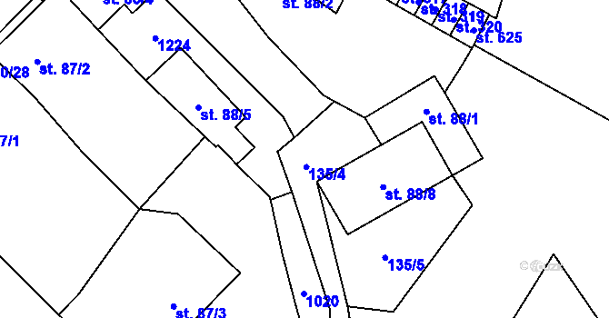Parcela st. 88/7 v KÚ Hrochův Týnec, Katastrální mapa