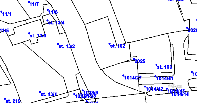 Parcela st. 102 v KÚ Hrochův Týnec, Katastrální mapa