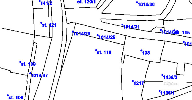 Parcela st. 110 v KÚ Hrochův Týnec, Katastrální mapa