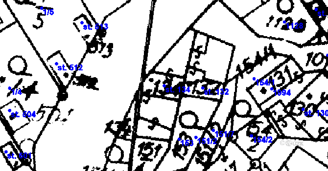 Parcela st. 134 v KÚ Hrochův Týnec, Katastrální mapa