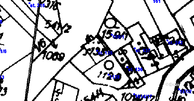 Parcela st. 135 v KÚ Hrochův Týnec, Katastrální mapa