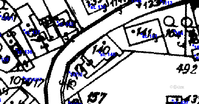 Parcela st. 140 v KÚ Hrochův Týnec, Katastrální mapa