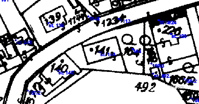 Parcela st. 141 v KÚ Hrochův Týnec, Katastrální mapa
