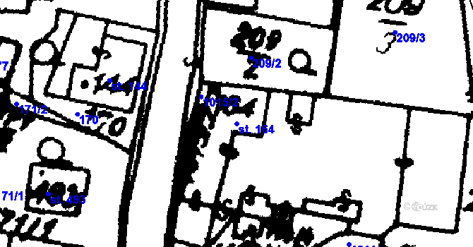 Parcela st. 164 v KÚ Hrochův Týnec, Katastrální mapa