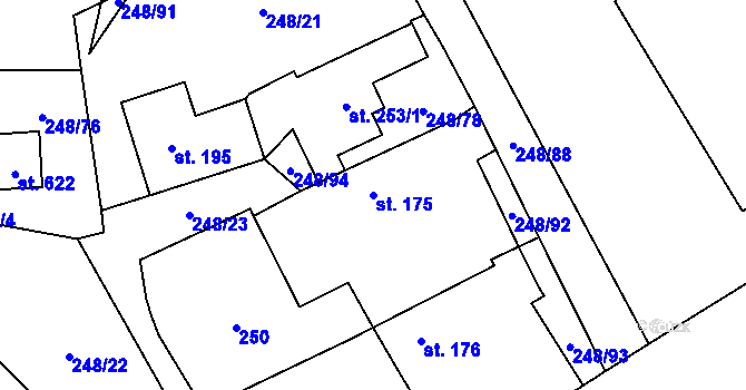 Parcela st. 175 v KÚ Hrochův Týnec, Katastrální mapa