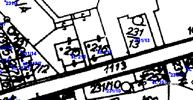 Parcela st. 216 v KÚ Hrochův Týnec, Katastrální mapa