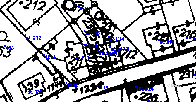 Parcela st. 217/1 v KÚ Hrochův Týnec, Katastrální mapa
