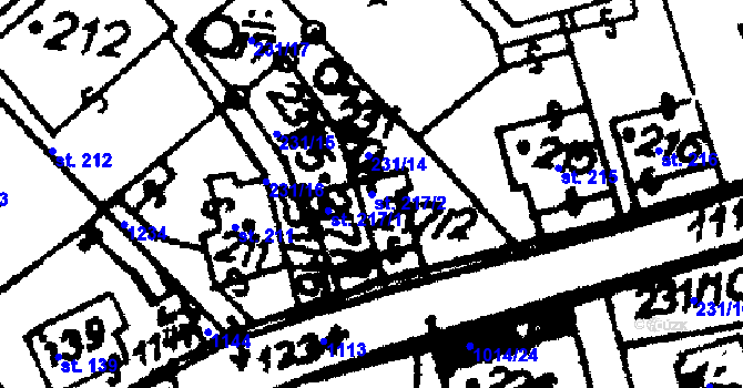 Parcela st. 217/2 v KÚ Hrochův Týnec, Katastrální mapa