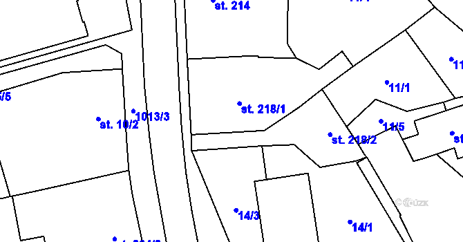 Parcela st. 218/1 v KÚ Hrochův Týnec, Katastrální mapa
