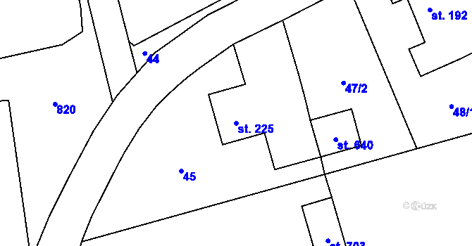Parcela st. 225 v KÚ Hrochův Týnec, Katastrální mapa