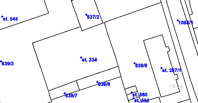 Parcela st. 234 v KÚ Hrochův Týnec, Katastrální mapa