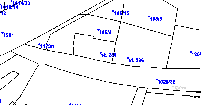 Parcela st. 235 v KÚ Hrochův Týnec, Katastrální mapa
