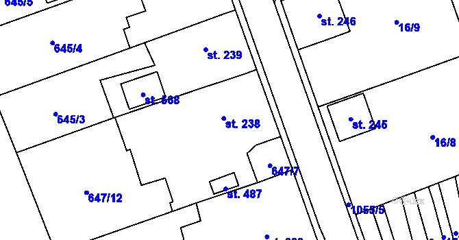 Parcela st. 238 v KÚ Hrochův Týnec, Katastrální mapa