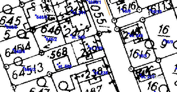 Parcela st. 239 v KÚ Hrochův Týnec, Katastrální mapa