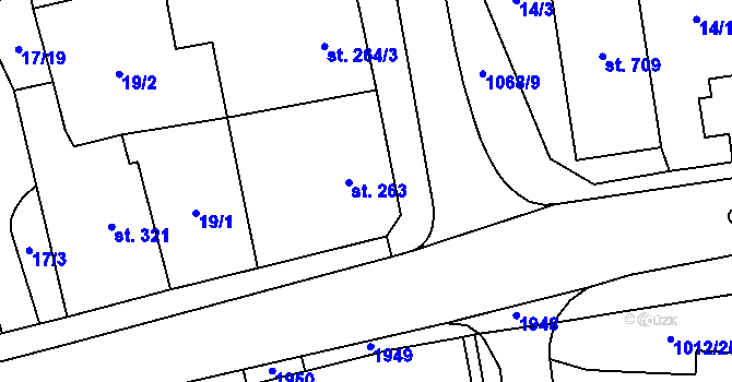 Parcela st. 263 v KÚ Hrochův Týnec, Katastrální mapa