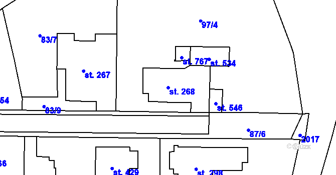 Parcela st. 268 v KÚ Hrochův Týnec, Katastrální mapa