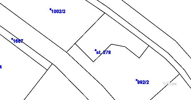 Parcela st. 278 v KÚ Hrochův Týnec, Katastrální mapa