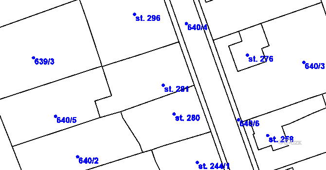 Parcela st. 281 v KÚ Hrochův Týnec, Katastrální mapa