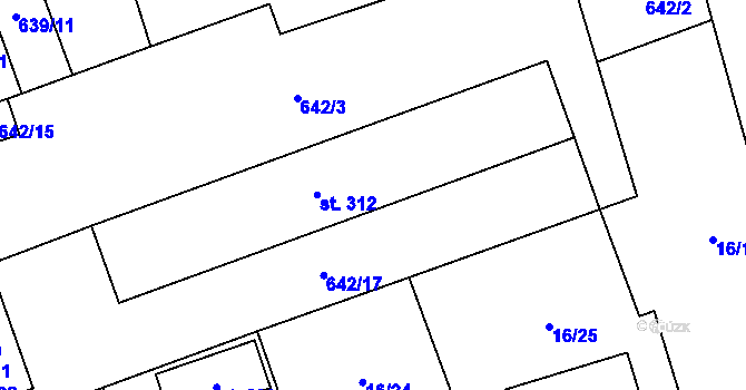 Parcela st. 313 v KÚ Hrochův Týnec, Katastrální mapa