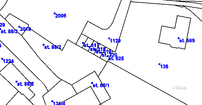 Parcela st. 320 v KÚ Hrochův Týnec, Katastrální mapa