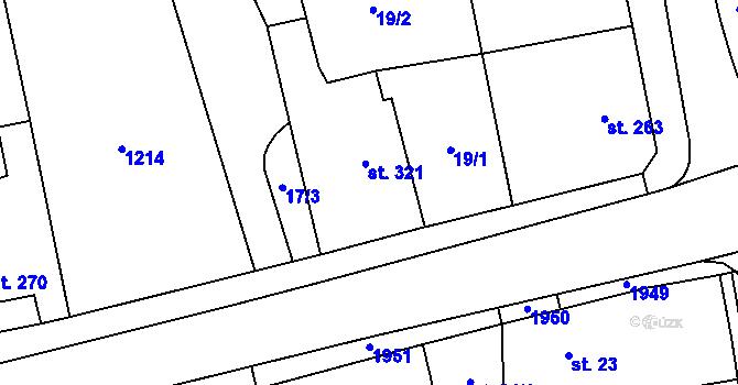 Parcela st. 321 v KÚ Hrochův Týnec, Katastrální mapa