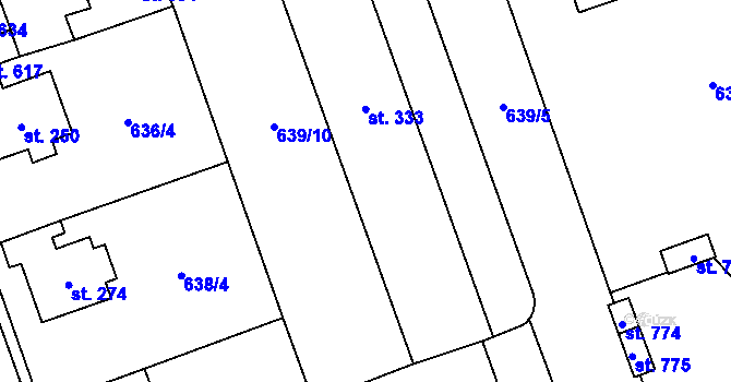 Parcela st. 334 v KÚ Hrochův Týnec, Katastrální mapa
