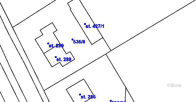 Parcela st. 427/2 v KÚ Hrochův Týnec, Katastrální mapa