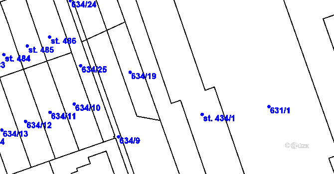Parcela st. 434/3 v KÚ Hrochův Týnec, Katastrální mapa