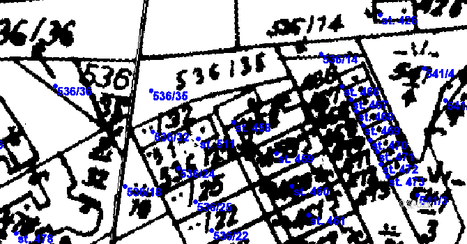 Parcela st. 458 v KÚ Hrochův Týnec, Katastrální mapa