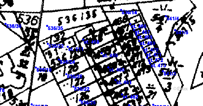 Parcela st. 459 v KÚ Hrochův Týnec, Katastrální mapa