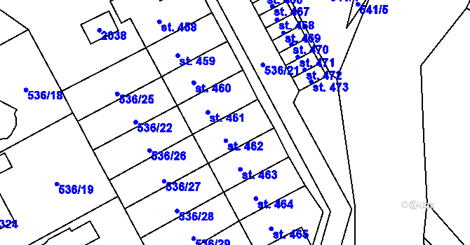 Parcela st. 461 v KÚ Hrochův Týnec, Katastrální mapa