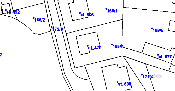 Parcela st. 479 v KÚ Hrochův Týnec, Katastrální mapa