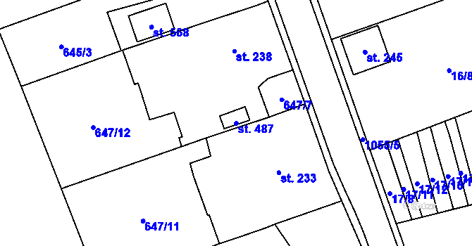 Parcela st. 487 v KÚ Hrochův Týnec, Katastrální mapa