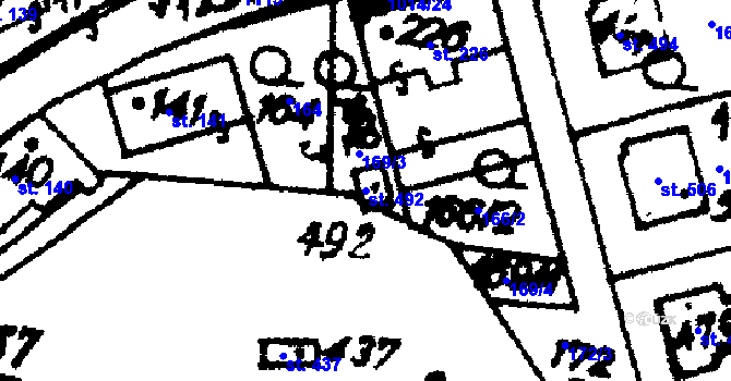 Parcela st. 492 v KÚ Hrochův Týnec, Katastrální mapa