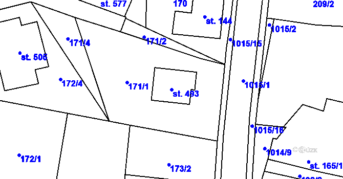 Parcela st. 493 v KÚ Hrochův Týnec, Katastrální mapa