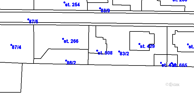 Parcela st. 508 v KÚ Hrochův Týnec, Katastrální mapa