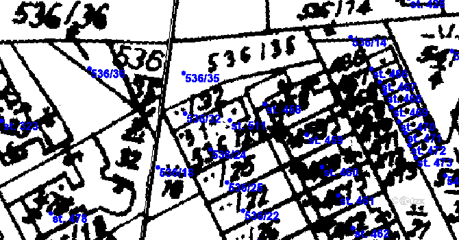 Parcela st. 511 v KÚ Hrochův Týnec, Katastrální mapa