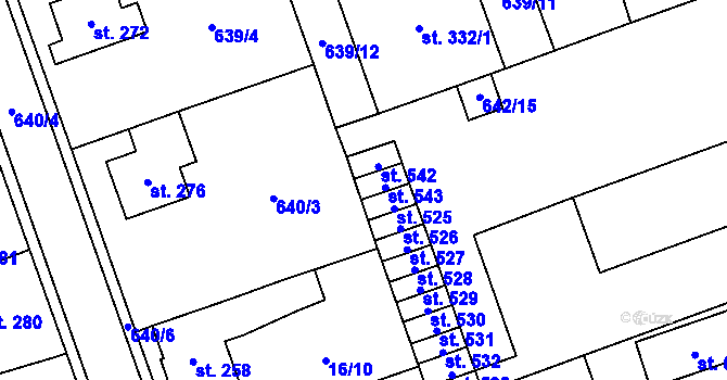 Parcela st. 525 v KÚ Hrochův Týnec, Katastrální mapa