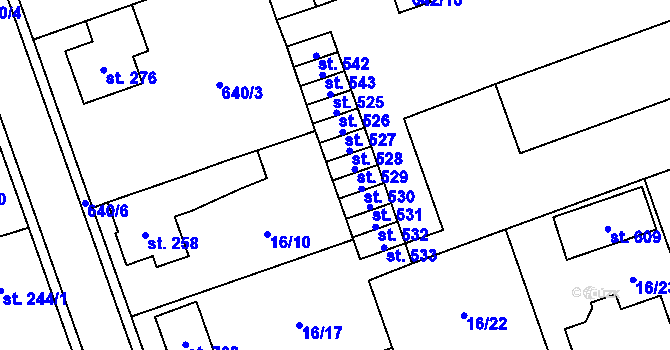 Parcela st. 529 v KÚ Hrochův Týnec, Katastrální mapa