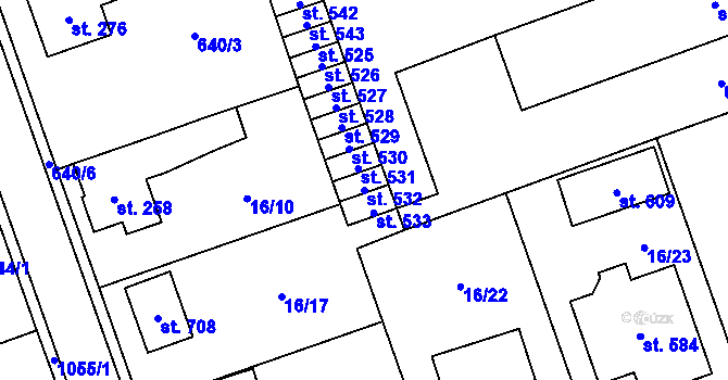 Parcela st. 532 v KÚ Hrochův Týnec, Katastrální mapa