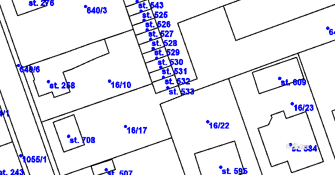 Parcela st. 533 v KÚ Hrochův Týnec, Katastrální mapa