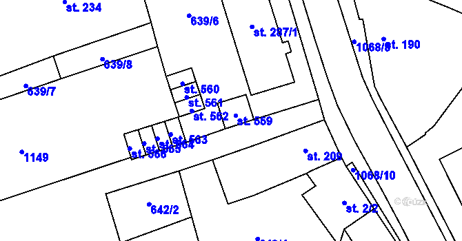 Parcela st. 559 v KÚ Hrochův Týnec, Katastrální mapa