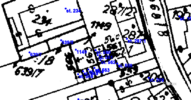 Parcela st. 560 v KÚ Hrochův Týnec, Katastrální mapa