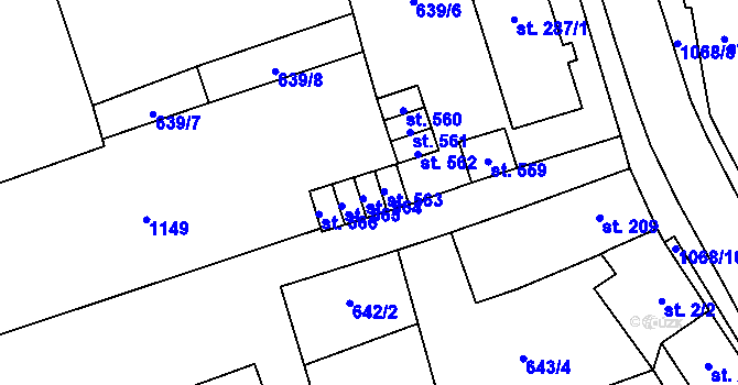 Parcela st. 564 v KÚ Hrochův Týnec, Katastrální mapa