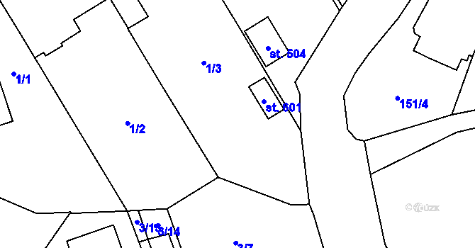Parcela st. 1/3 v KÚ Hrochův Týnec, Katastrální mapa