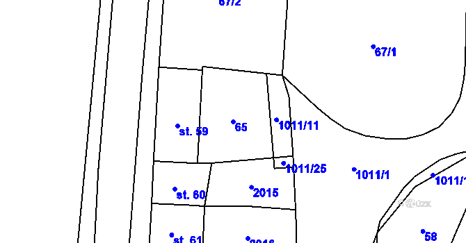 Parcela st. 65 v KÚ Hrochův Týnec, Katastrální mapa
