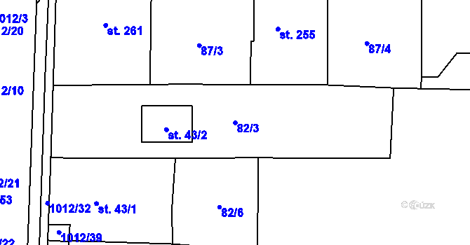 Parcela st. 82/3 v KÚ Hrochův Týnec, Katastrální mapa