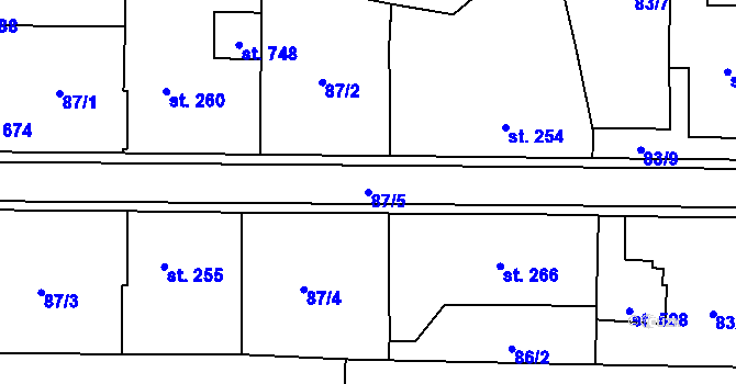 Parcela st. 87/5 v KÚ Hrochův Týnec, Katastrální mapa
