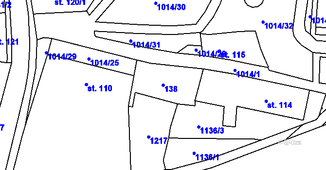 Parcela st. 138 v KÚ Hrochův Týnec, Katastrální mapa