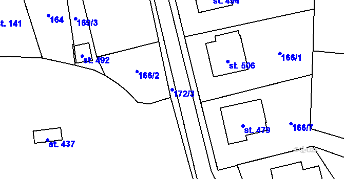 Parcela st. 172/3 v KÚ Hrochův Týnec, Katastrální mapa